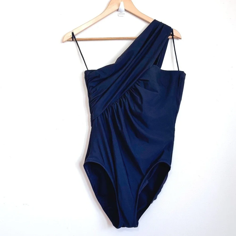 MagicSuit Womens Goddess Swimsuit Size 12 Black One Shoulder One Piece Underwire